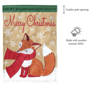 Magnolia Garden Merry Christmas Fox Green 13 x 18 Small Double Applique Outdoor Holiday House Flag