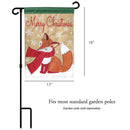Magnolia Garden Merry Christmas Fox Green 13 x 18 Small Double Applique Outdoor Holiday House Flag
