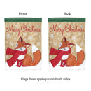 Magnolia Garden Merry Christmas Fox Green 13 x 18 Small Double Applique Outdoor Holiday House Flag