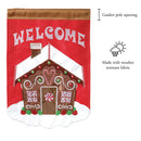 Magnolia Garden Gingerbread House Welcome Cozy Red 13 x 18 Small Double Applique Outdoor Holiday House Flag