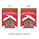 Magnolia Garden Gingerbread House Welcome Cozy Red 13 x 18 Small Double Applique Outdoor Holiday House Flag