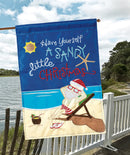 Magnolia Garden Have Yourself A Sandy Little Christmas Tropical Santa 13 x 18 Small Double Applique Outdoor Holiday House Flag