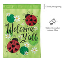 Magnolia Garden Welcome Yall Green Red Ladybug 19 x 13 Burlap Small House Flag