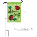 Magnolia Garden Welcome Yall Green Red Ladybug 19 x 13 Burlap Small House Flag