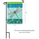 Magnolia Garden Welcome Dragonfly Blue Mossy Green 19 x 13 Burlap Small House Flag