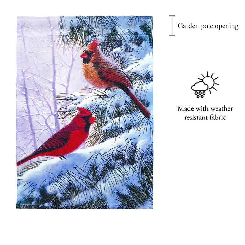 Magnolia Garden Winter Song Birds Cool Cardinal 13 x 18 Small Double Applique Outdoor Holiday House Flag