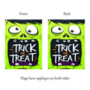 Magnolia Garden Trick Or Treat Green Monster 13 x 18 Small Double Applique Outdoor Halloween House Flag