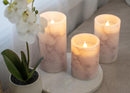 Elanze Designs Silver Tone Glitter 6 inch Wax Flameless Candles Set of 3