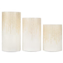 Elanze Designs Marbled White and Grey 6 inch Wax Flameless Candles Set of 3