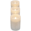 Elanze Designs Raindrop Gold Tone Glitter 6 inch Wax Flameless Candles Set of 3