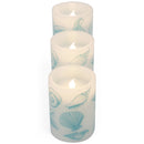 Elanze Designs Raindrop Gold Tone Glitter 6 inch Wax Flameless Candles Set of 3