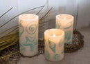 Elanze Designs Silver Tone Glitter 6 inch Wax Flameless Candles Set of 3