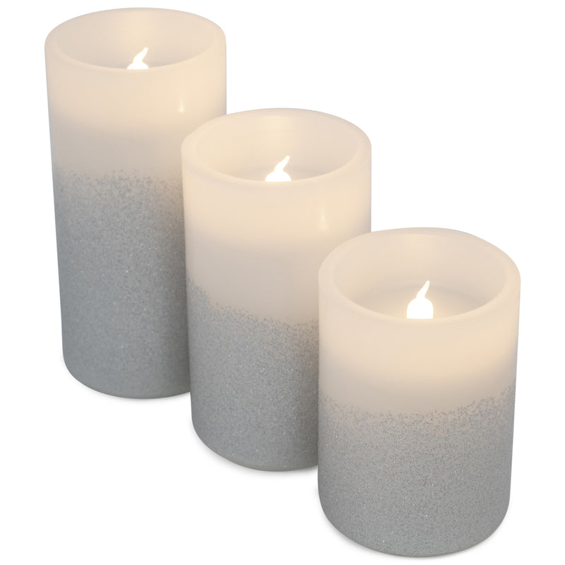 Elanze Designs Floral Pink and Green 6 inch Wax Flameless Candles Set of 3