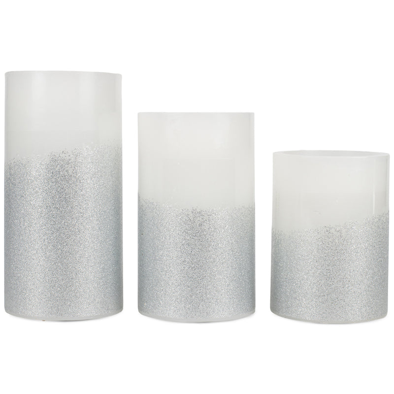 Elanze Designs Marbled White and Grey 6 inch Wax Flameless Candles Set of 3