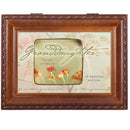 Top down view of Granddaughter Treasure Woodgrain Rope Trim Music Box