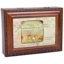 Granddaughter You Are a Treasure Woodgrain Rope Trim Jewelry Music Box Plays Wonderful World