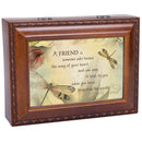 A Friend's Song Woodgrain Rope Trim Music Box Plays Friends Are For