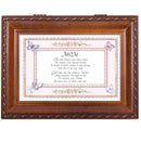 Top down view of Mom Cherish You Woodgrain Rope Trim Music Box