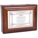 Mom Cherish You Woodgrain Rope Trim Jewelry Music Box Plays Wind Beneath My Wings