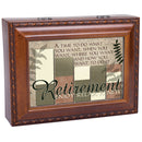 Retirement Enjoy Relax Renew Woodgrain Rope Trim Jewelry Music Box Plays Wonderful World