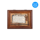 Top down view of Footprints Inspirational Woodgrain Rope Trim Music Box