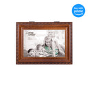 Top down view of Personalize with Photo Woodgrain Rope Trim Jewelry and Music Box