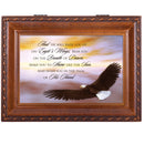 Top down view of Eagle's Wings Woodgrain Rope Trim Music Box