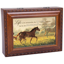Life Measured By Moments Woodgrain Rope Trim Jewelry Music Box Plays Wonderful World