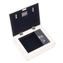 Home décor keepsake and trinket box made with hidden musical mechanism inside