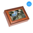 Top down view of God Gives Good Gifts Woodgrain Rope Trim Jewelry and Music Box