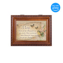 Top down view of Mom Beauty Woodgrain Rope Trim Inspirational Music Box