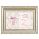 Beloved Child Champagne Silver Music Box / Jewelry Box Plays Jesus Loves Me