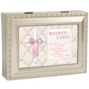 Beloved Child Champagne Silver Music Box / Jewelry Box Plays Jesus Loves Me