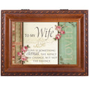 To My Wife Love Eternal Woodgrain Rope Trim Jewelry Music Box Plays Unchained Melody
