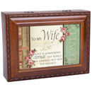 To My Wife Love Eternal Woodgrain Rope Trim Jewelry Music Box Plays Unchained Melody