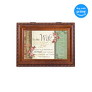 Top down view of to My Wife Love Eternal Woodgrain Rope Trim Jewelry and Music Box