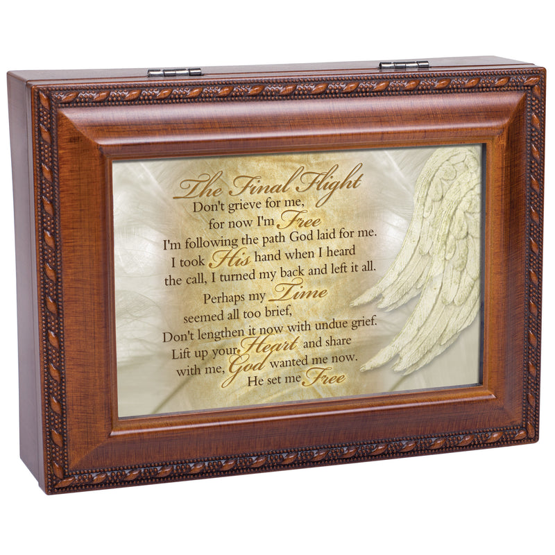 The Final Flight Bereavement Woodgrain Inspirational Traditional Music Box Plays Amazing Grace