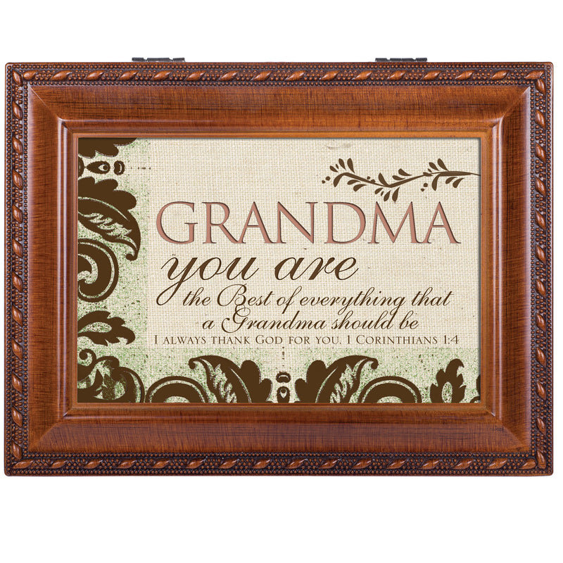 Grandma Woodgrain Music Box/Jewelry Box Plays How Great Thou Art