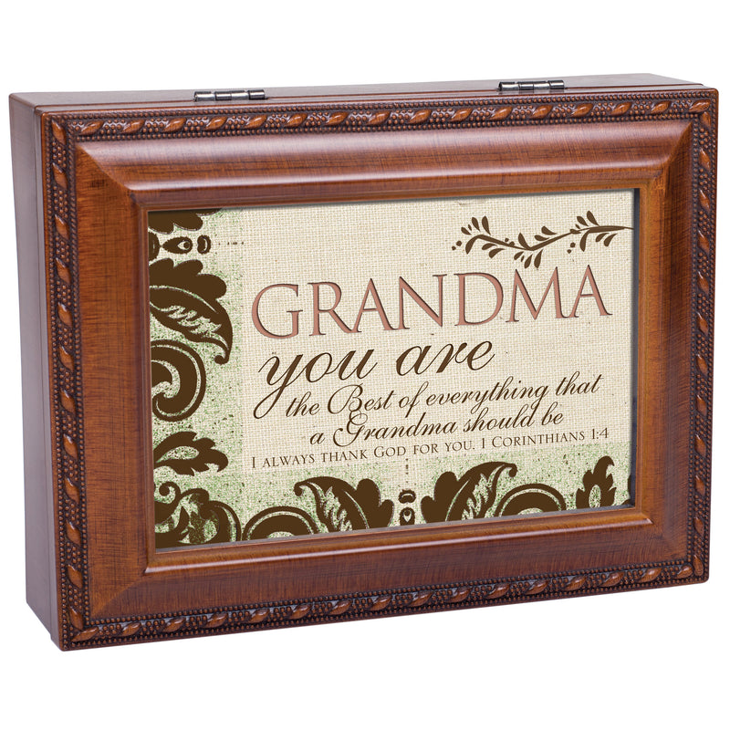 Grandma Woodgrain Music Box/Jewelry Box Plays How Great Thou Art