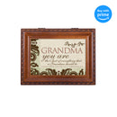 Top down view of Grandma Woodgrain Rope Trim Inspirational Music Box