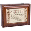 Sister You Make My Life Better Woodgrain Rope Trim Jewelry Music Box Plays Wind Beneath My WIngs