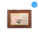 Top down view of Daughter I Wish Happiness Love Woodgrain Rope Trim Jewelry and Music Box