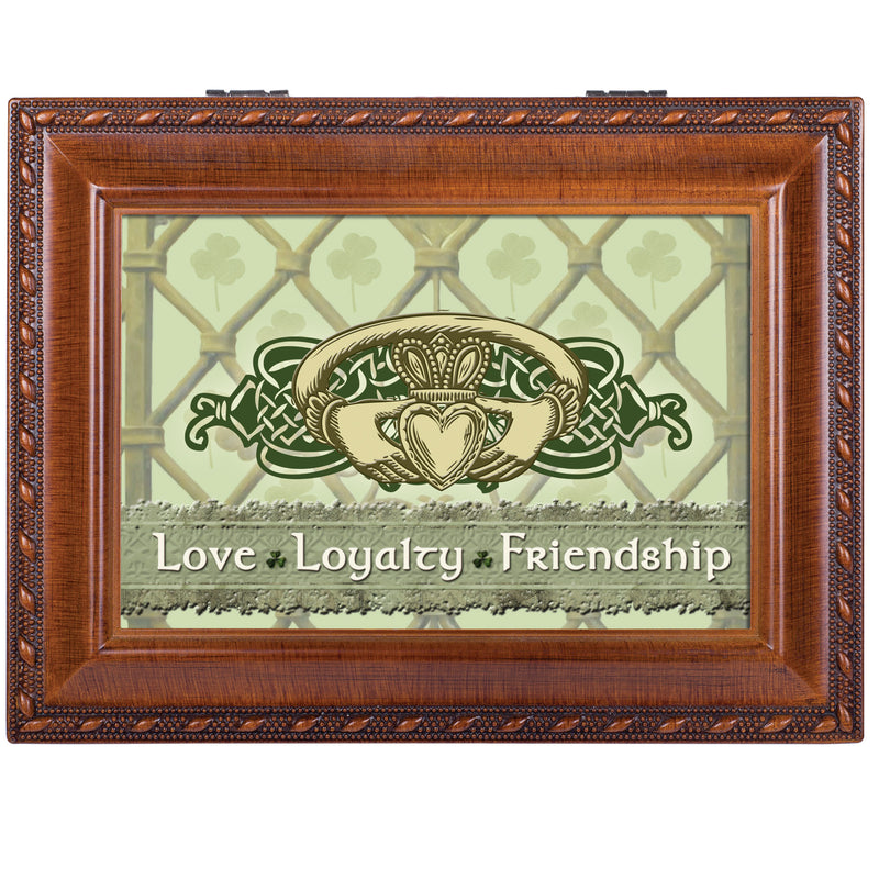 Love Loyalty Woodgrain Music Box / Jewelry Box Plays Irish Lullaby