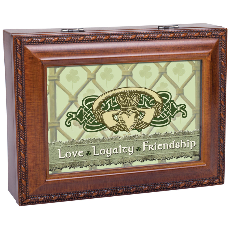 Love Loyalty Woodgrain Music Box / Jewelry Box Plays Irish Lullaby