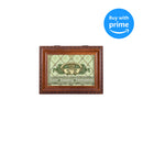 Top down view of Love Loyalty Woodgrain Rope Trim Music Box