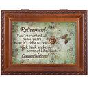 Retirement Worked Hard Those Years Woodgrain Rope Trim Jewelry Music Box Plays Wonderful World