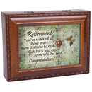 Retirement Worked Hard Those Years Woodgrain Rope Trim Jewelry Music Box Plays Wonderful World