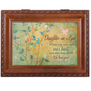 Top down view of Daughter-in-Law Rich Inspirational Woodgrain Rope Trim Music Box
