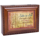 Sister-In-Law Rich Woodgrain Finish with Rope Trim Jewelry Music Box - Plays Song That's What Friends Are For