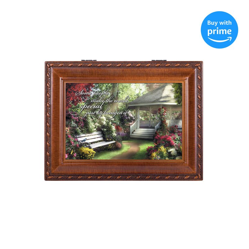 Some People Make World Special Woodgrain Rope Trim Jewelry Music Box P